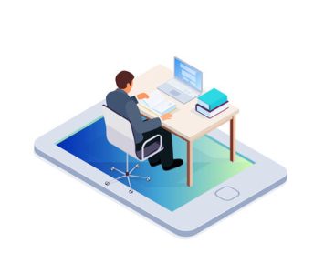 99572502-isometric-concept-of-online-learning-a-young-man-sits-at-a-table-and-reads-a-book-3d-concept-of